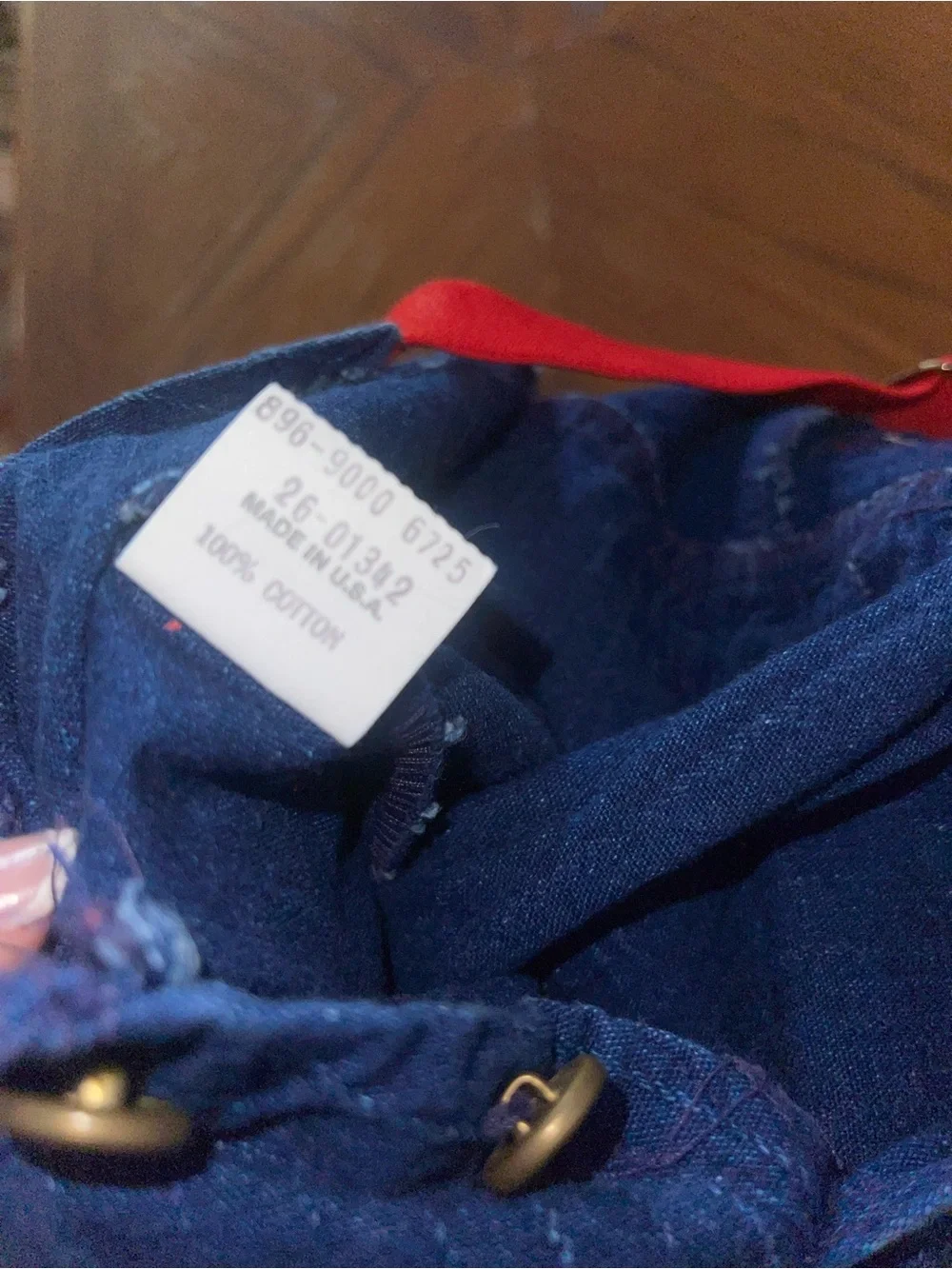 OshKosh B'gosh Navy Pinstriped Overalls with Red Straps and Plaid Cuffs